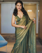 Thumbnail for Lorenvalley Fashion Sheded Green Fendy Silk Wedding And Partywear Saree - Distacart