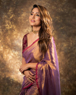 Thumbnail for Lorenvalley Fashion Attractive Purple Fendy Silk Saree With Jacquard Weaving Blouse - Distacart