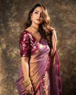 Thumbnail for Lorenvalley Fashion Attractive Purple Fendy Silk Saree With Jacquard Weaving Blouse - Distacart