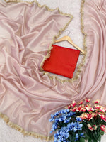 Thumbnail for Lorenvalley Fashion Attractive Peach Crush Tissue Silk Saree With Jacquard Weaving Blouse - Distacart