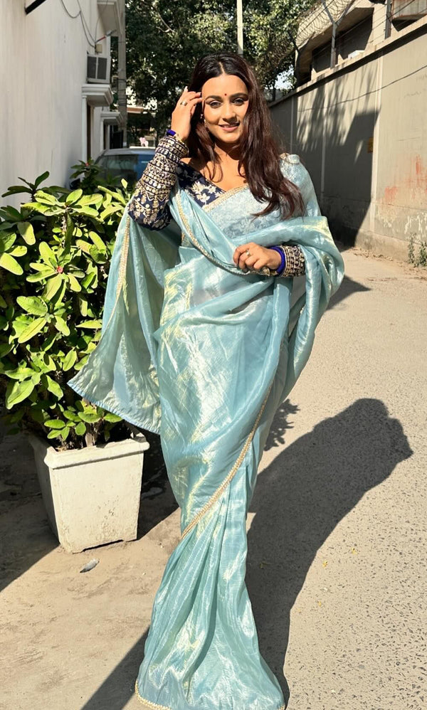 Lorenvalley Fashion Attractive Pink Crush Tissue Silk Saree With Jacquard Weaving Stitched Blouse - Distacart