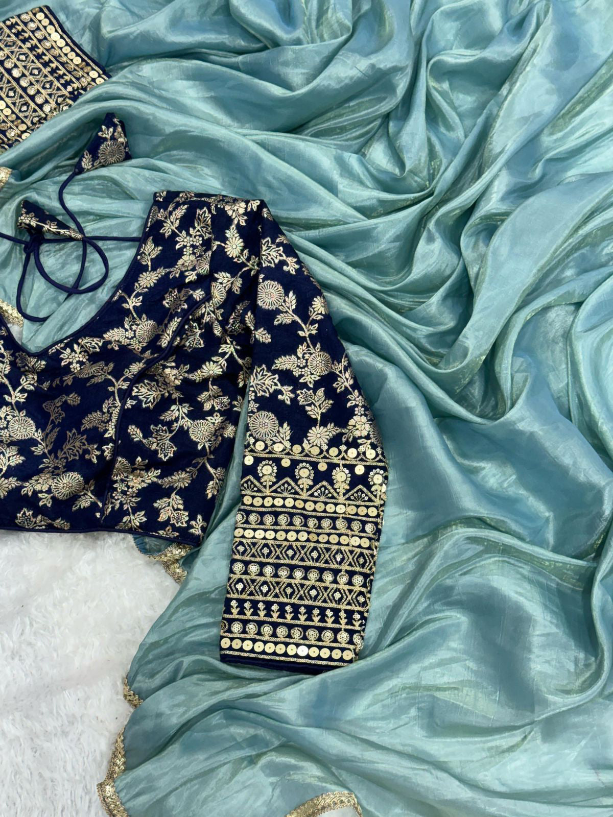 Lorenvalley Fashion Attractive Pink Crush Tissue Silk Saree With Jacquard Weaving Stitched Blouse - Distacart