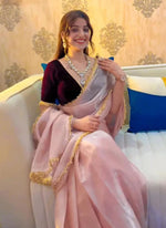 Thumbnail for Lorenvalley Fashion Pink Soft Zimmy Silk Saree With Fancy Lace - Distacart