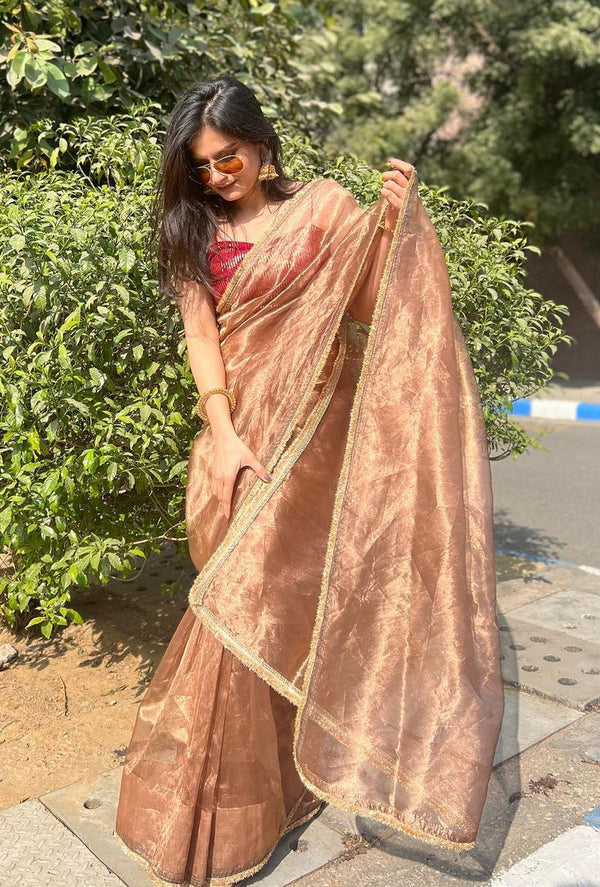 Lorenvalley Fashion Chiku Zimmy Choo Silk Fancy Lace Saree With Blouse - Distacart