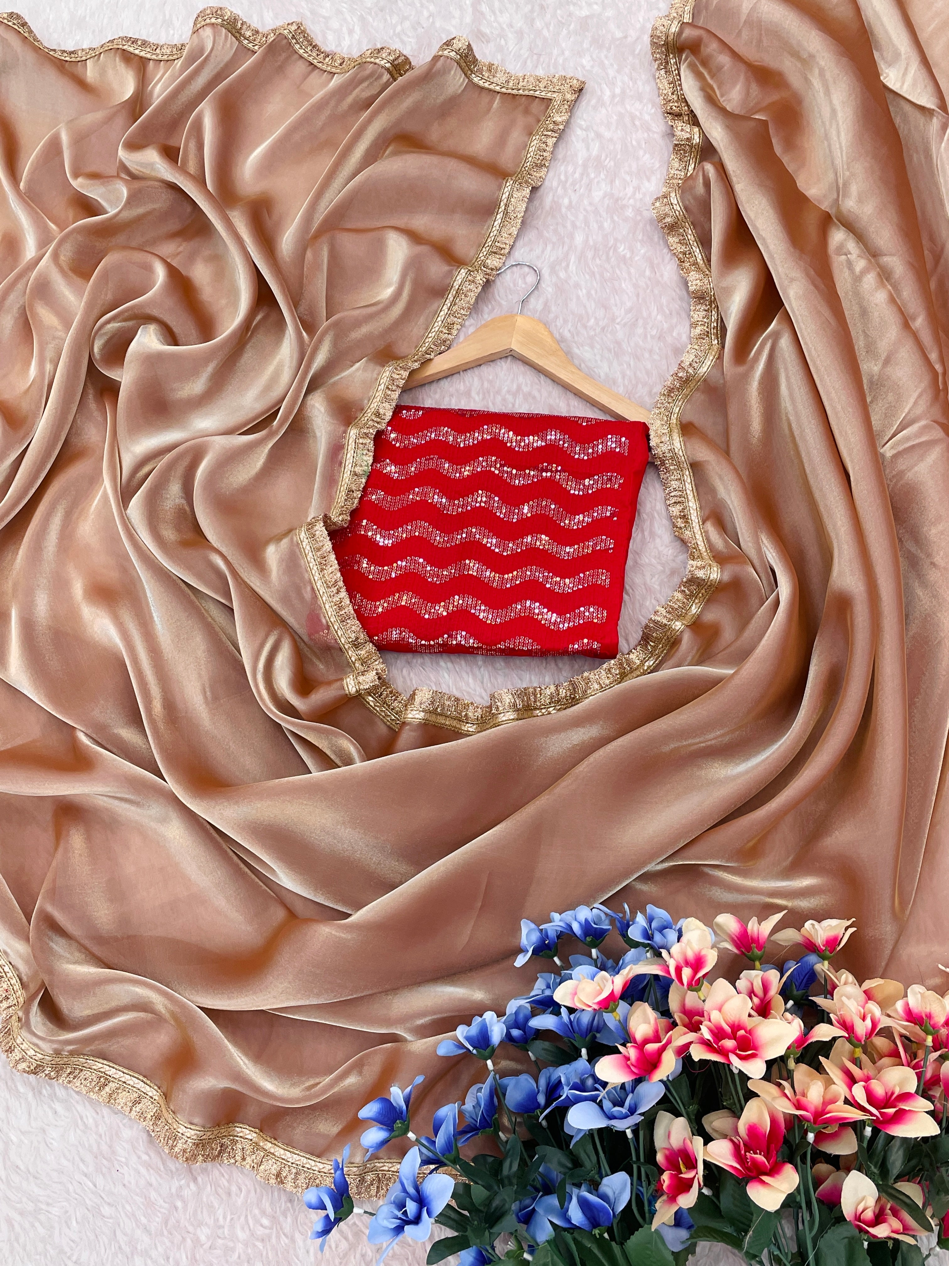 Lorenvalley Fashion Chiku Zimmy Choo Silk Fancy Lace Saree With Blouse - Distacart