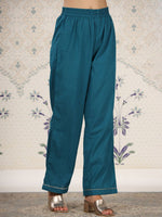 Thumbnail for Ode by House of Pataudi Floral Printed Panelled Gotta Patti Pure Cotton Kurta Set - Distacart