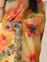 Thumbnail for Shivam Fabrics Yellow Linen Fabric Printed Saree