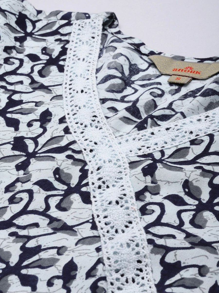 Anouk Women Floral Printed Angrakha Kurta with Palazzos - Distacart