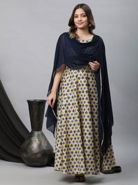 Thumbnail for AURELIA Ethnic Motifs Printed A-line Maxi Ethnic Dress With Attached Dupatta