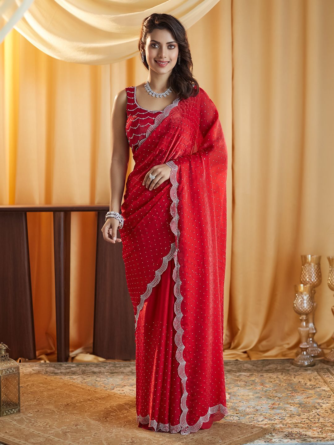 kasee Embellished Beads and Stones Pure Silk Saree - Distacart