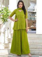Thumbnail for Kalini Floral Embroidered Regular Kurti with Palazzos & With Dupatta - Distacart