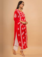 Thumbnail for HOUSE OF KARI Cotton Floral Embroidered Chikankari Kurta - Distacart