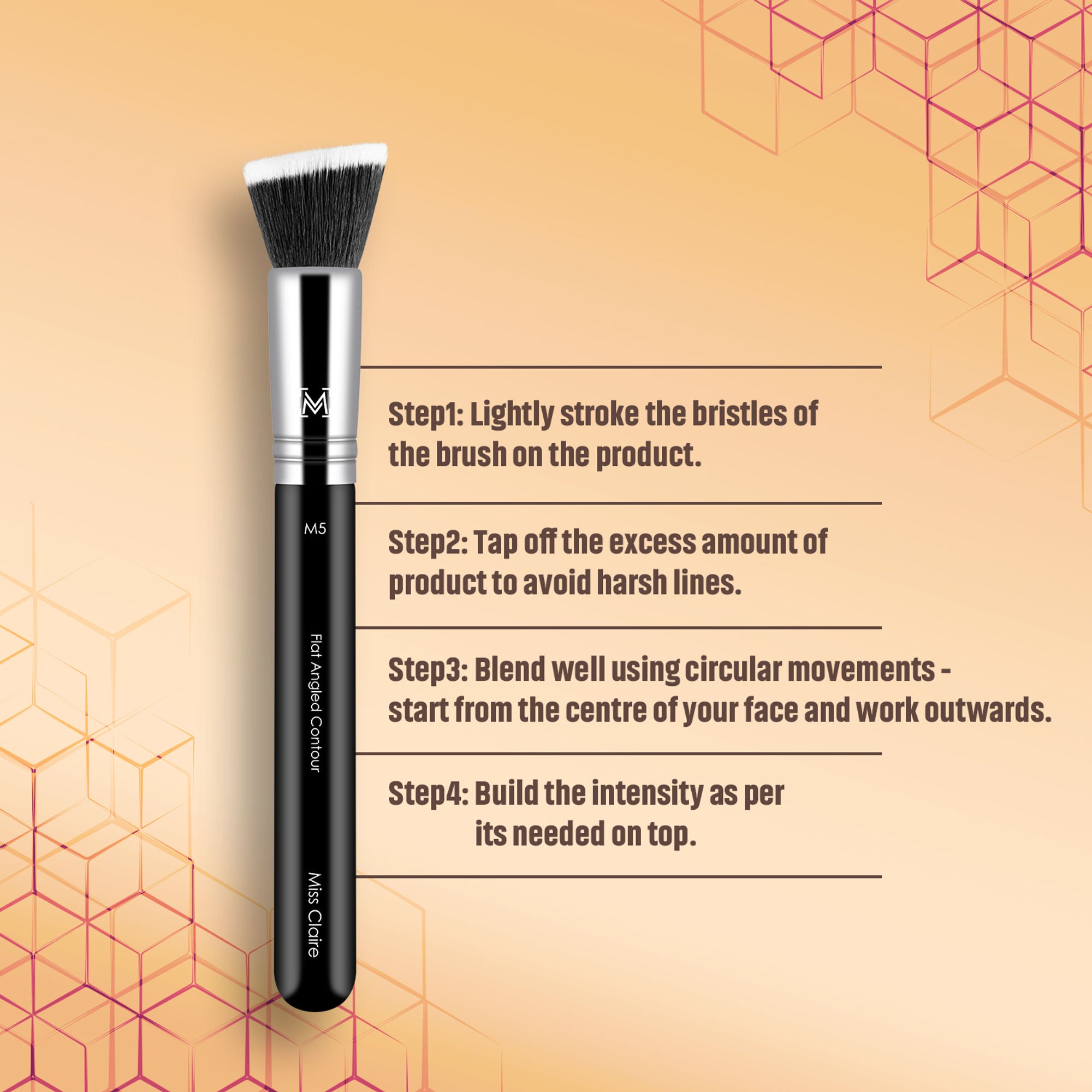 Miss Claire M5 - Flat Angled Contour Brush - Chrome