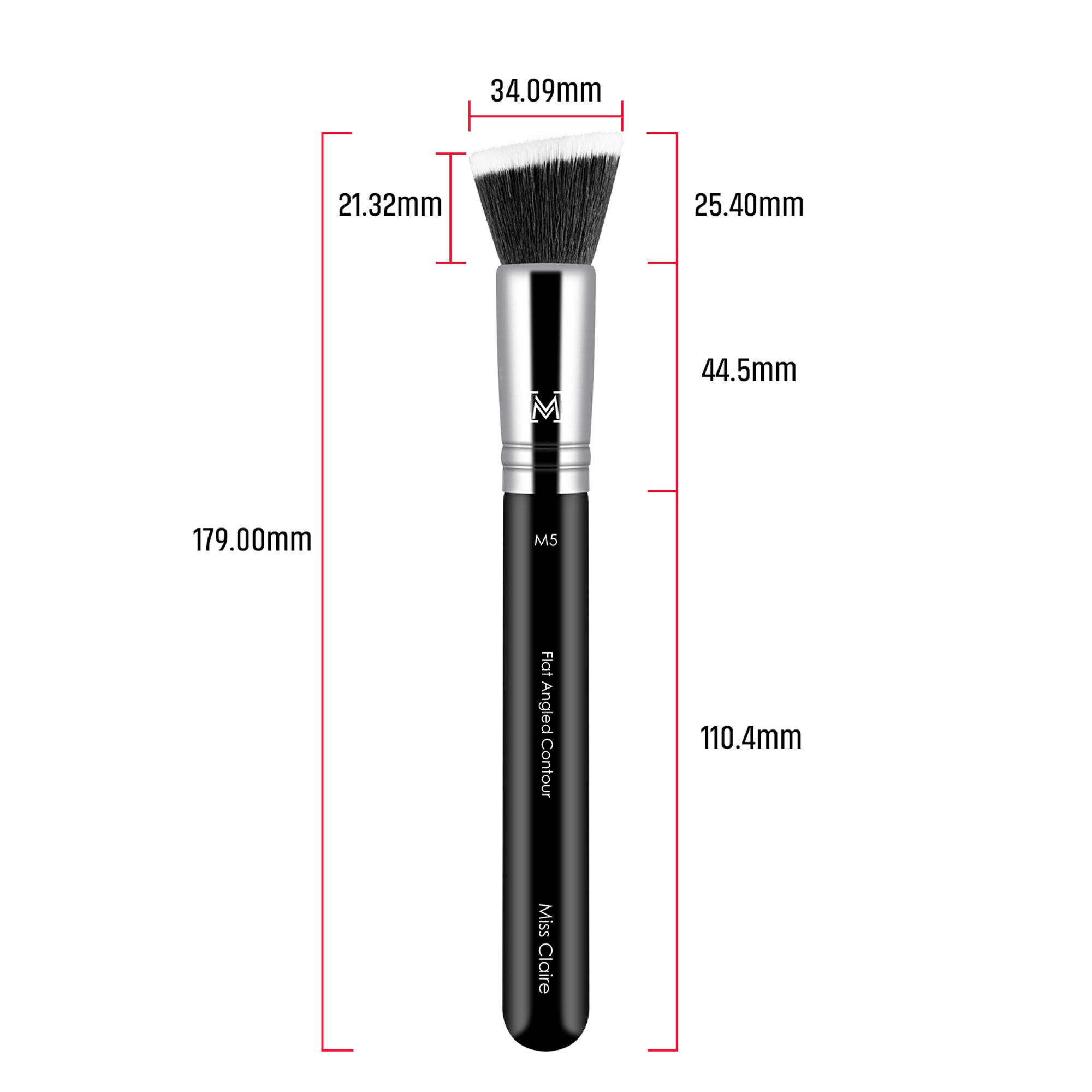 Miss Claire M5 - Flat Angled Contour Brush - Chrome