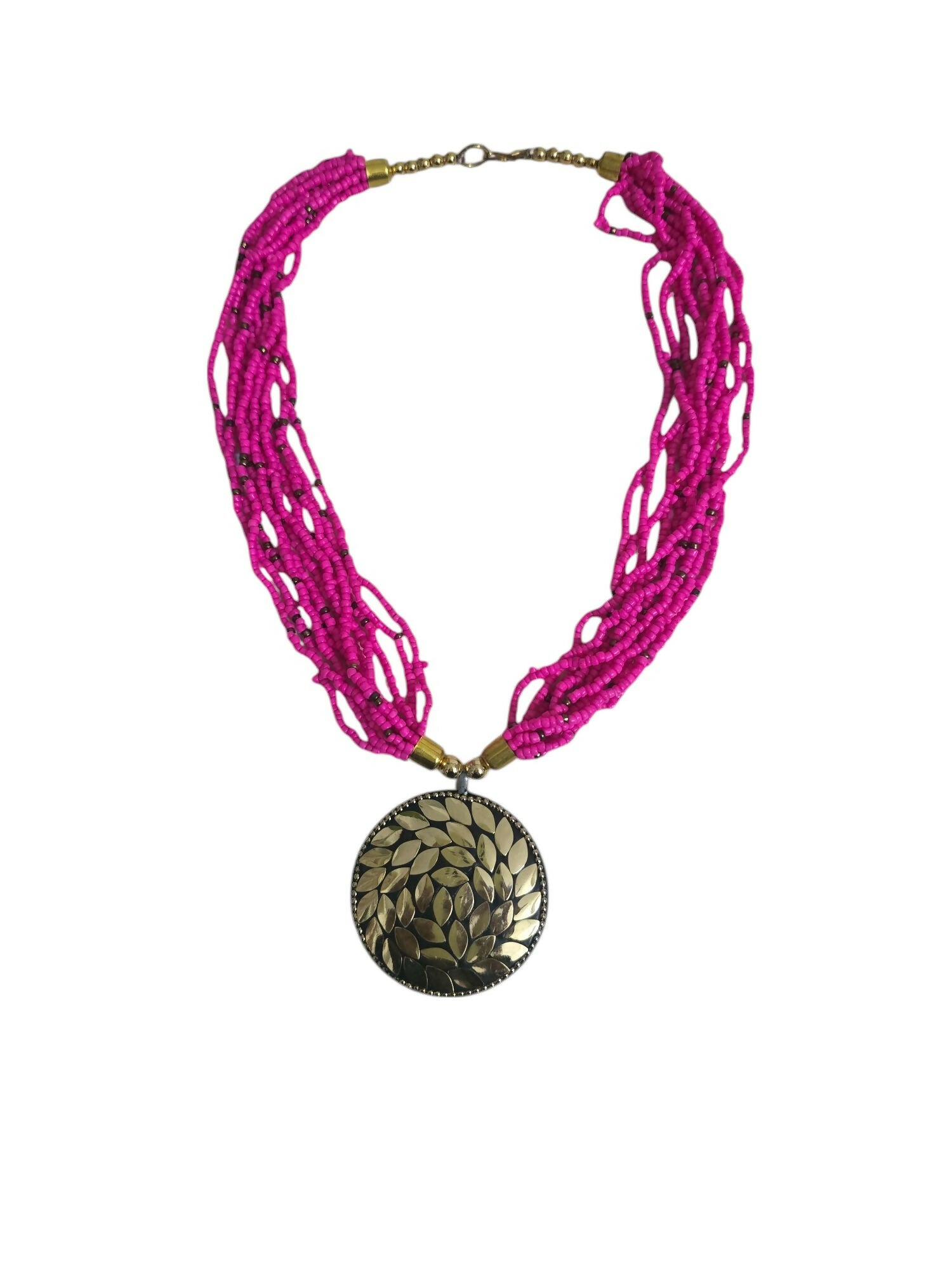 Inhanns Everyday Statement Beaded Pendant Necklace - Hot Pink - Distacart
