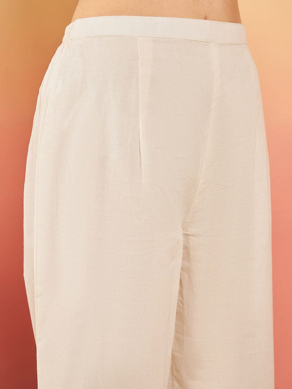 Sangria Embroidered Pure Cotton Regular Kurta & Trousers With Dupatta