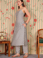 Thumbnail for Ode by House of Pataudi Floral Printed Straight Kurta with Palazzos - Distacart