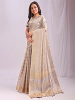Thumbnail for Astita Organza Cream Saree