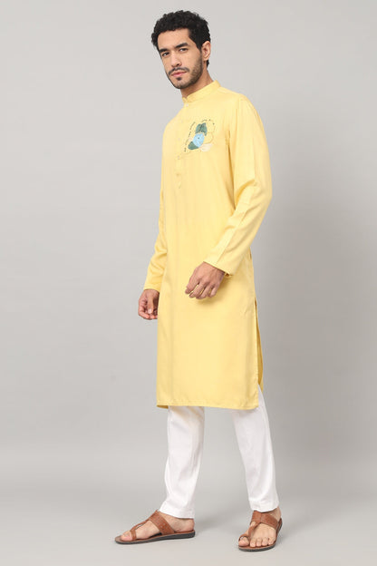 Abstract Embroidered Cotton Kurta by Hilo Design - Distacart