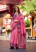 Thumbnail for Anaita Pink Designer Weaving Pure Silk Saree With Blouse - Distacart