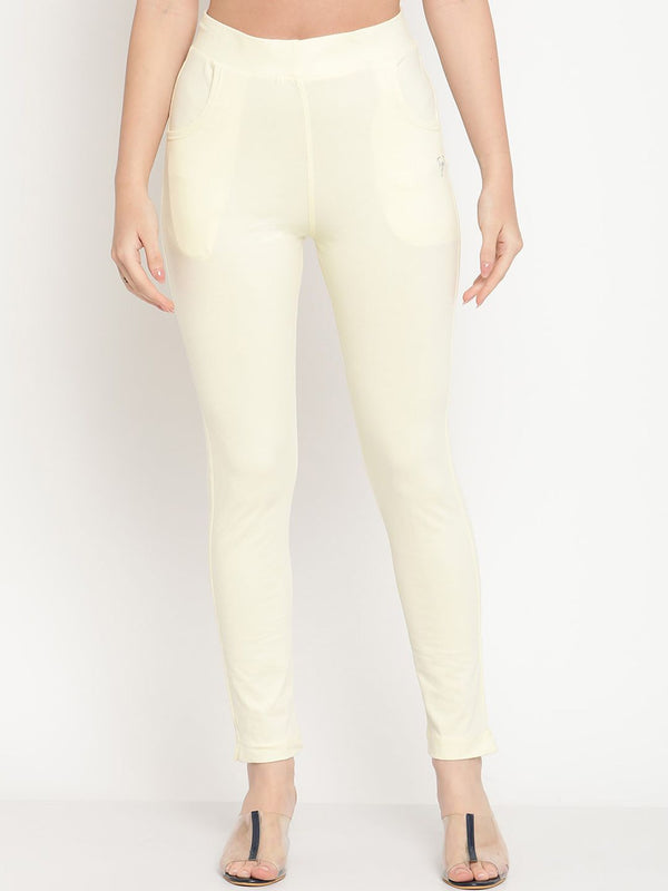 TAG 7 Pack of 2 Cream-Coloured & Maroon Ankle-Length Leggings