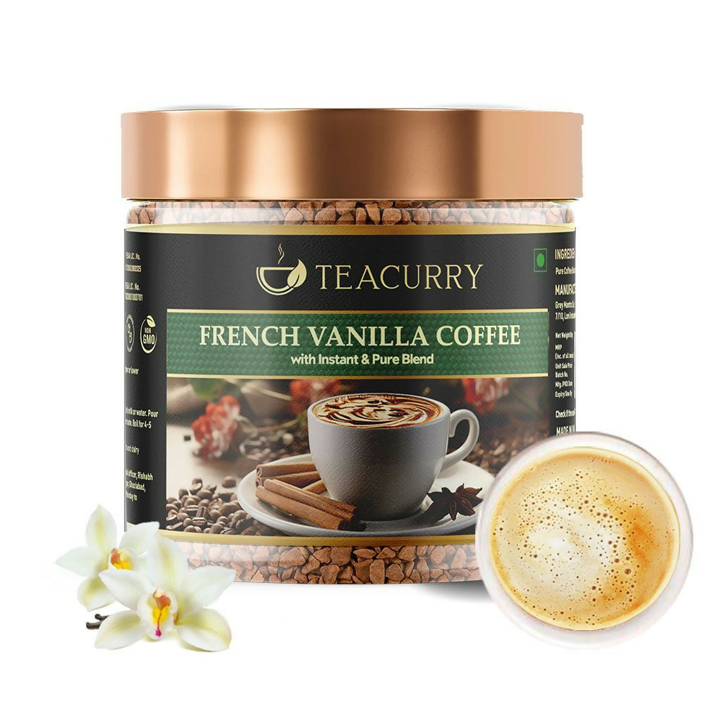 Teacurry French Vanilla Instant Coffee Powder - Arabica Freeze Dried Coffee for Instant Hot & Cold Coffee - Distacart