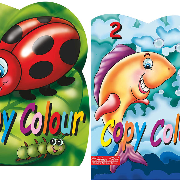 Coloring Book For Kids: Scholars Hub Copy Colour Book - Vol 1, Vol 2 (Set Of 2 Books) (For Ages 3+) | 64 Pages - Dista