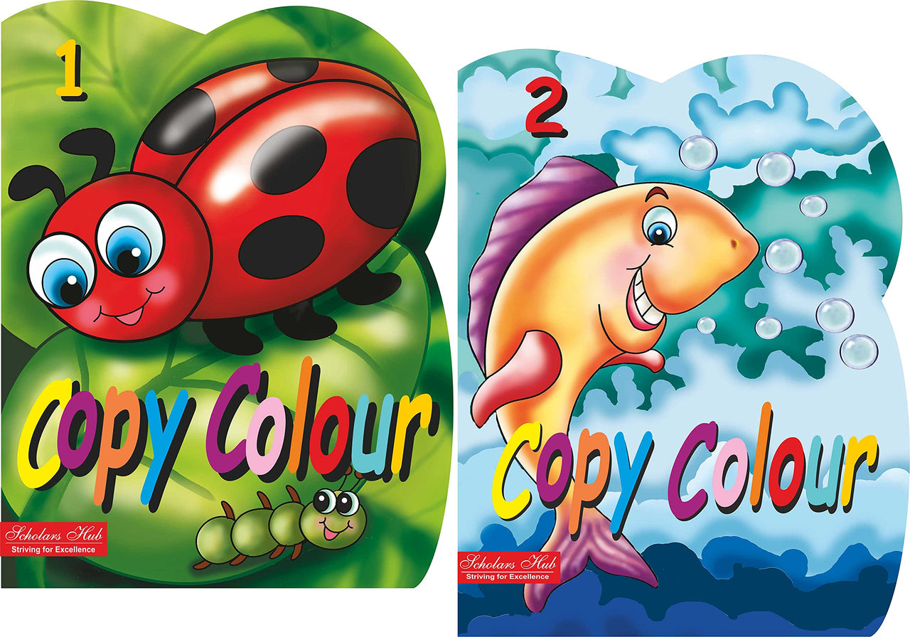 Coloring Book For Kids: Scholars Hub Copy Colour Book - Vol 1, Vol 2 (Set Of 2 Books) (For Ages 3+) | 64 Pages - Dista