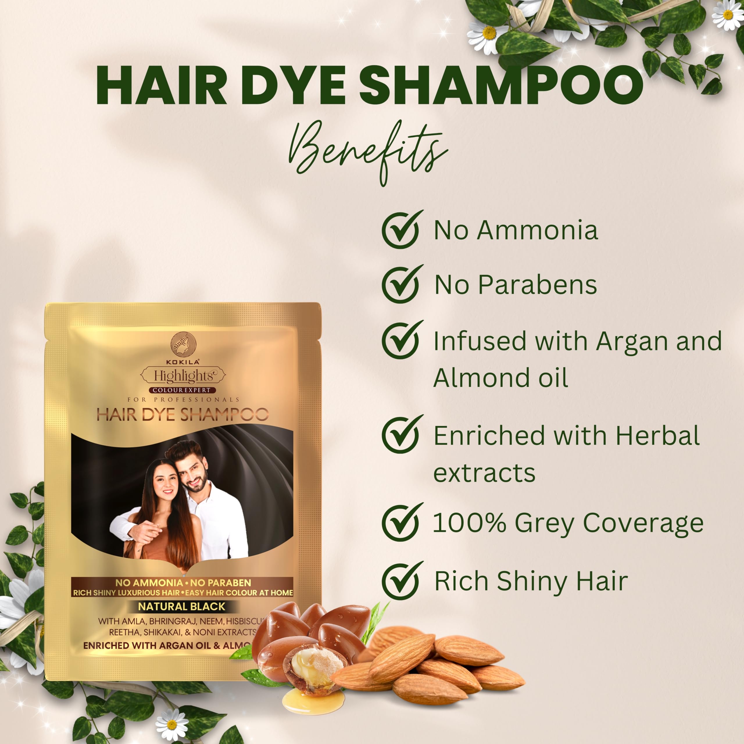 Kokila Unisex Hair Color Shampoo Sachet