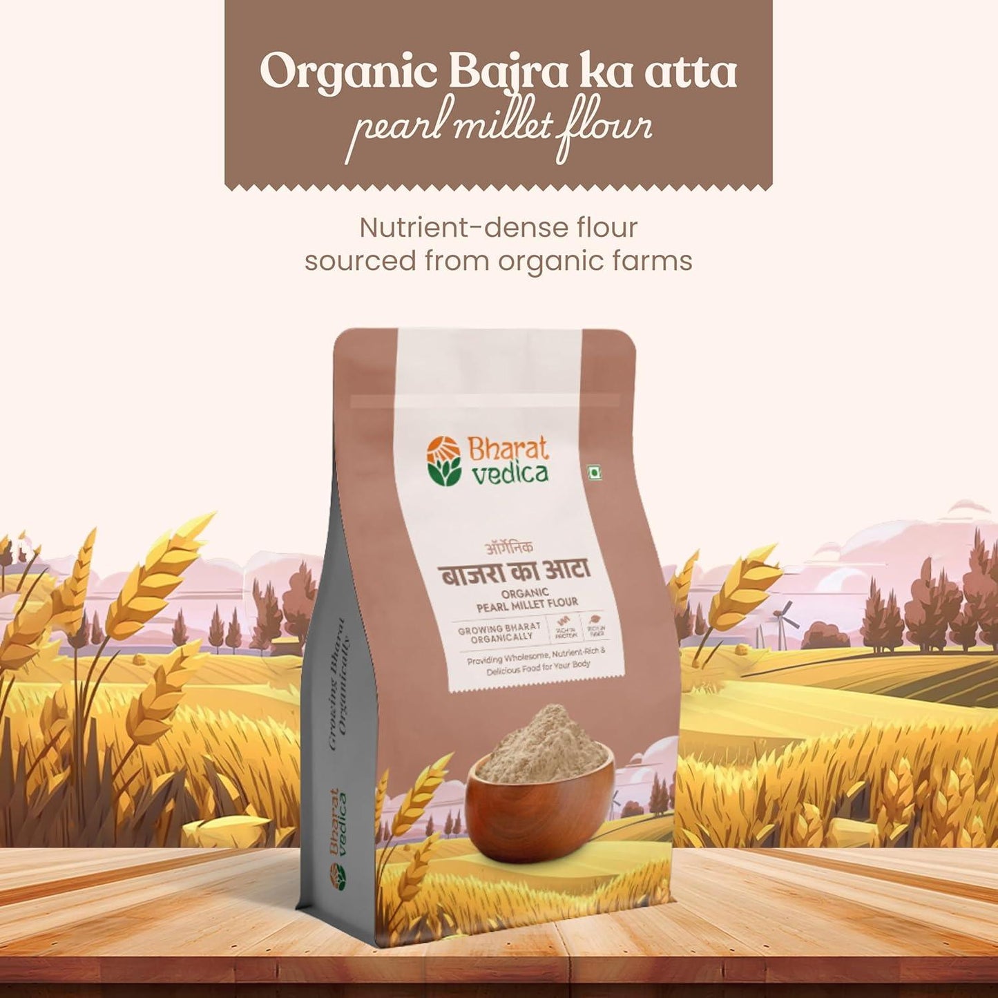 Bharat Vedica Organic Pearl Millet Flour - Organic Bajra ka Atta - Distacart