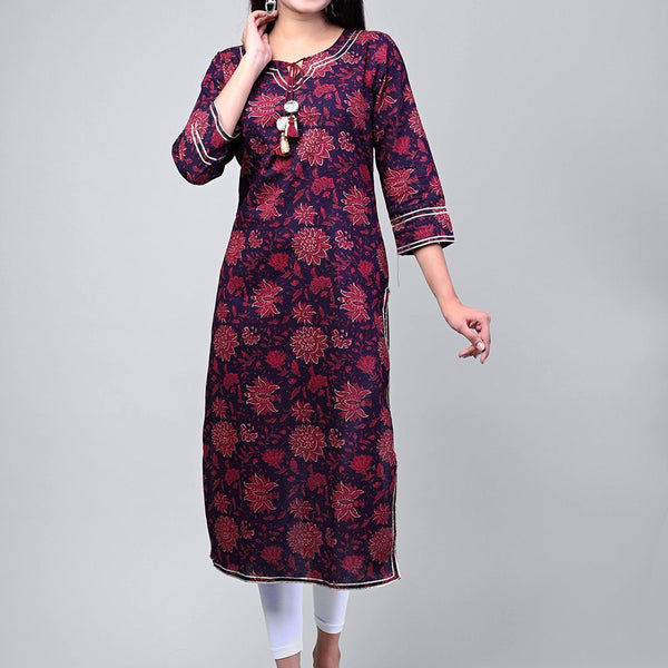 Swasti Women Maroon & Red Floral Printed Floral Kurta - Distacart