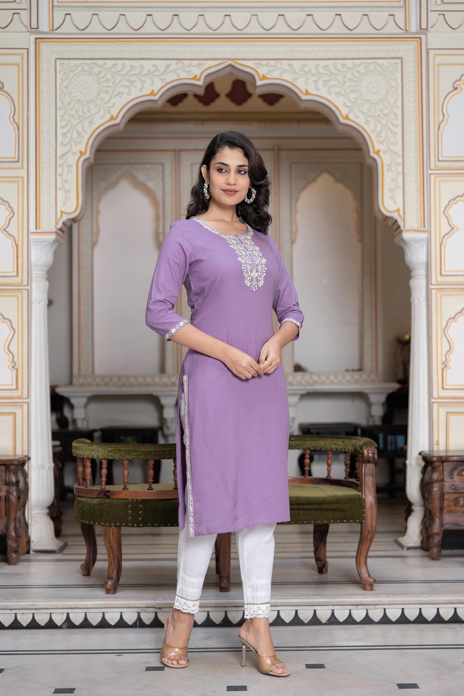 Juniper Women's Purplethread Embroidered Rayon Kurta - Distacart