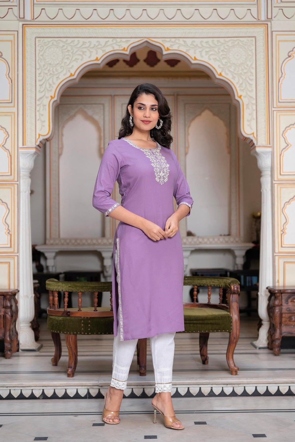 Juniper Women's Purplethread Embroidered Rayon Kurta - Distacart