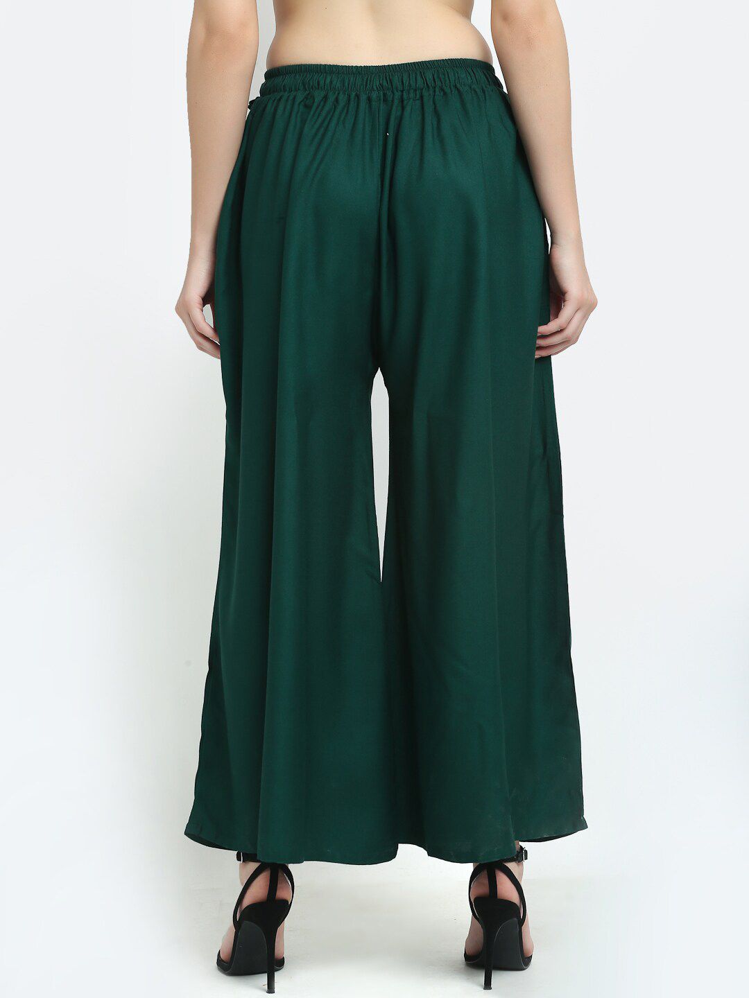 TAG 7 Women Pack of 2 Green Flared Ethnic Palazzos