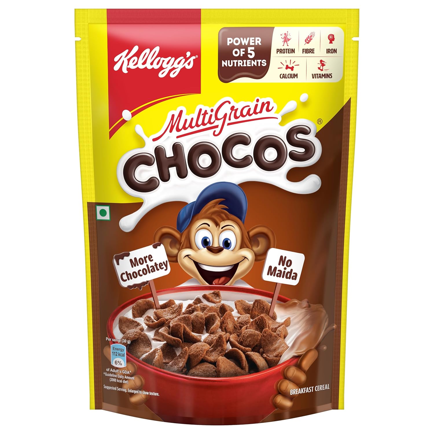 Kellogg's Multigrain Chocos For Kids, Power Of 5 Nutrients Protein, Fibre, Iron, Calcium, Vitamins - Distacart