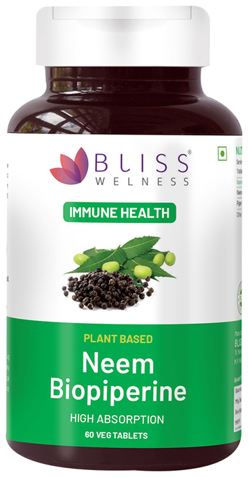 bliss welness immune health neem biopiperine veg tablet