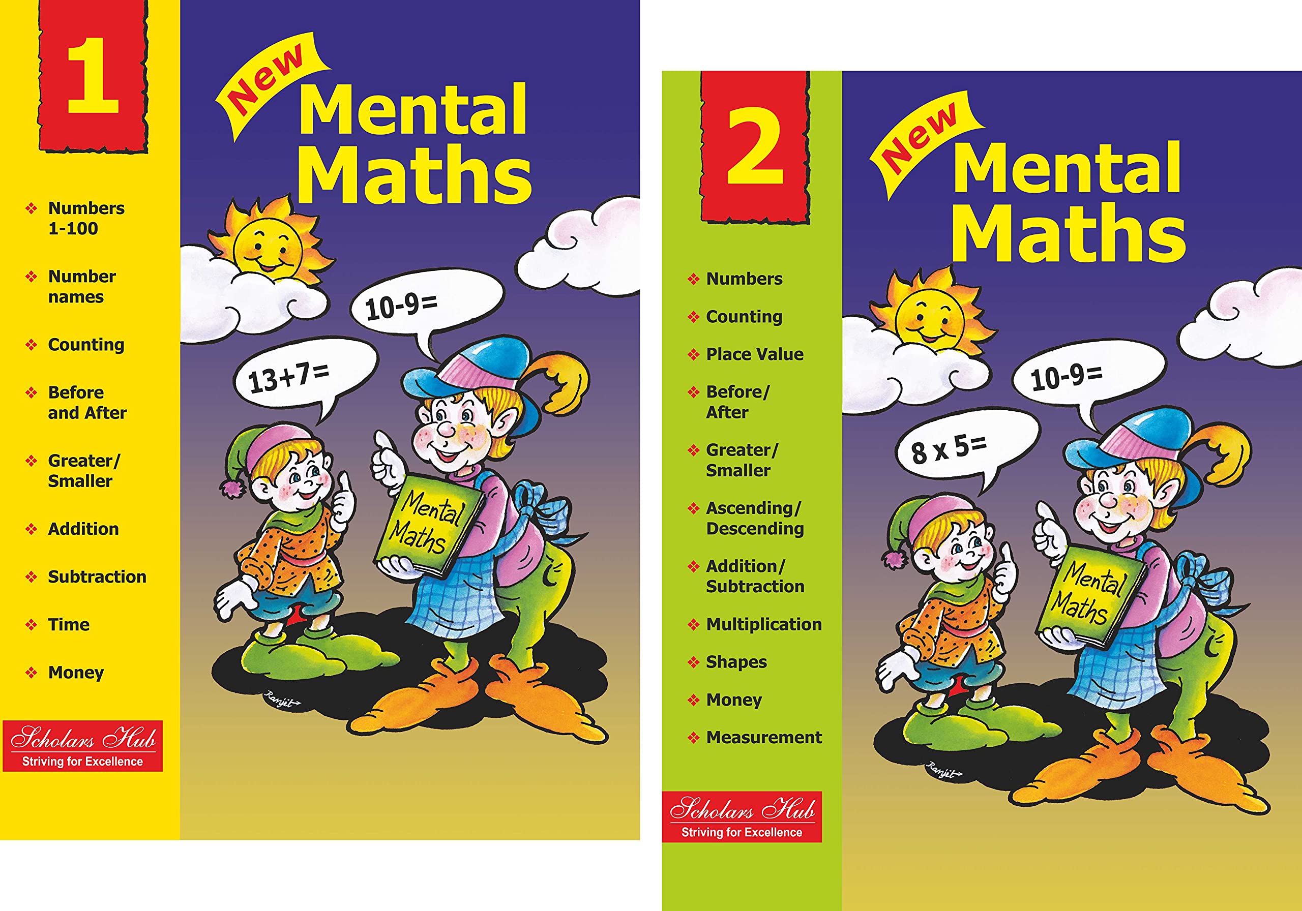 Scholars Hub Mental Maths Workbook -Vol 1, Vol 2 ( Set Of 2 Books) (For Ages 6-8) | Maths Book For Class 1,2 | 88 Pages - Dista