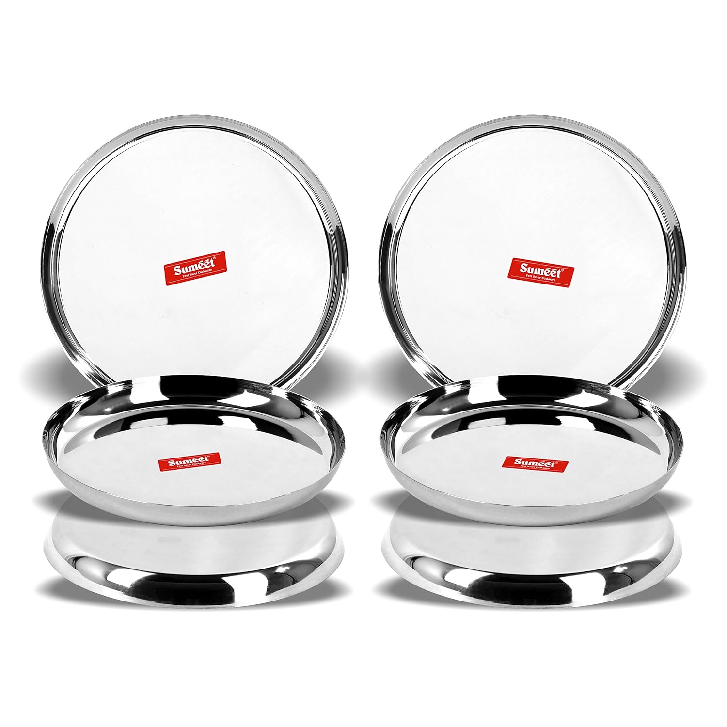 Sumeet Stainless Steel Plates - Set of 6, Silver - Dista