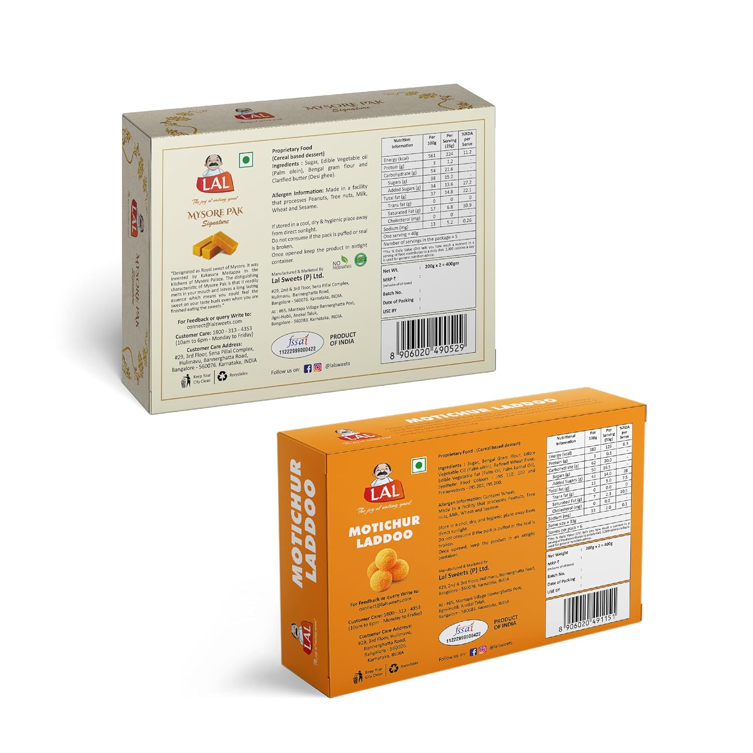 Lal Sweets Combo Pack of Mysore Pak and Motichur Laddoo
