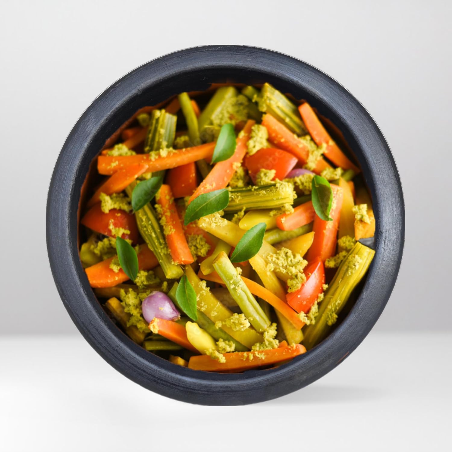 Craftsman India Online Deep Burned Uncoated Clay Pot for Cooking and serving Combo 1 & 2 Liter|Black - Dista