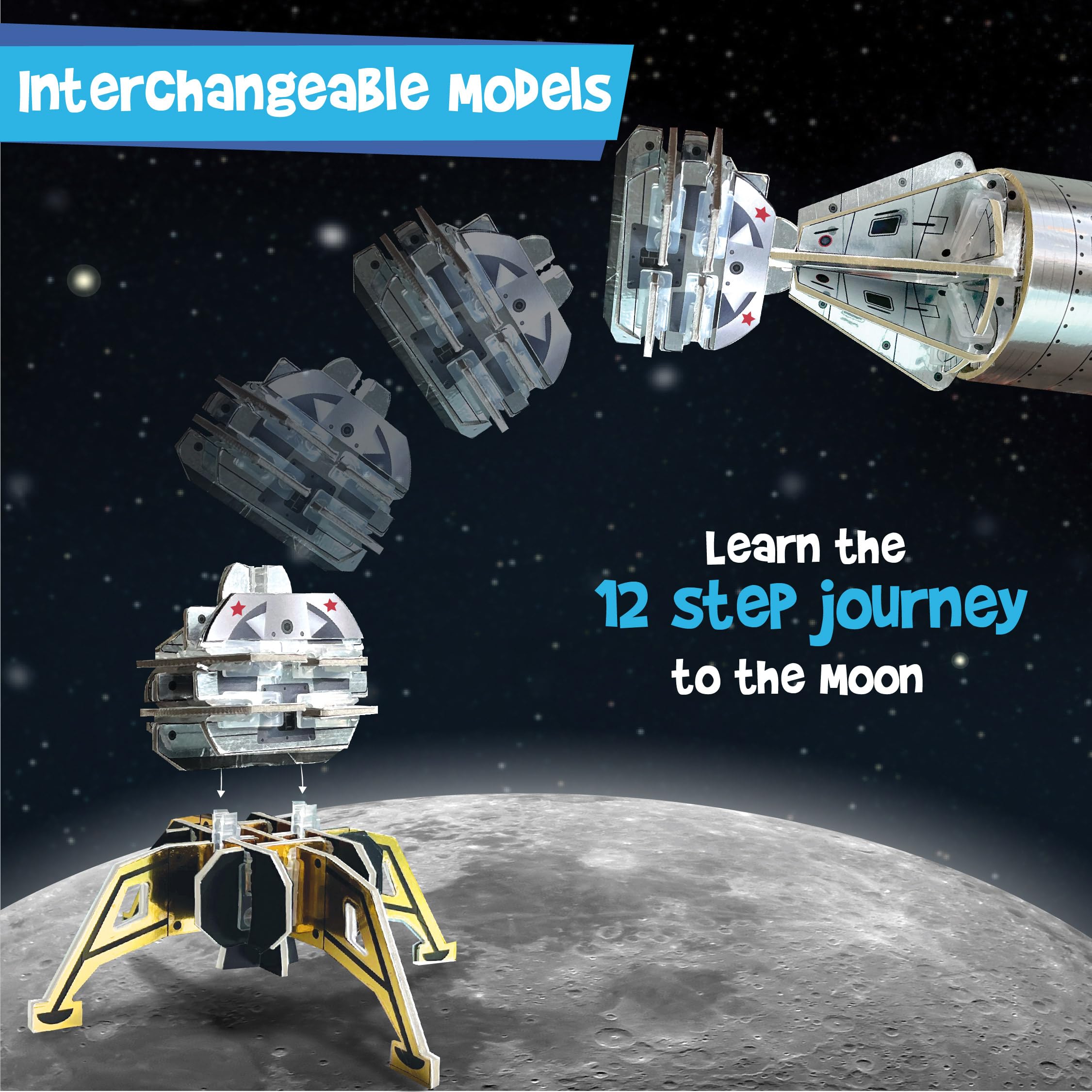 Imagimake Mapology Man's Journey to Moon | NASA Mission Apollo 11 | Rocket & Satellite Model Making Set | Space Toys for ages 8-13 | Educational Science Kits for Kids Age 8-12 | Gifts for Boys & Girls