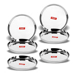 Thumbnail for Sumeet Stainless Steel Plates - Set of 6, Silver - Dista