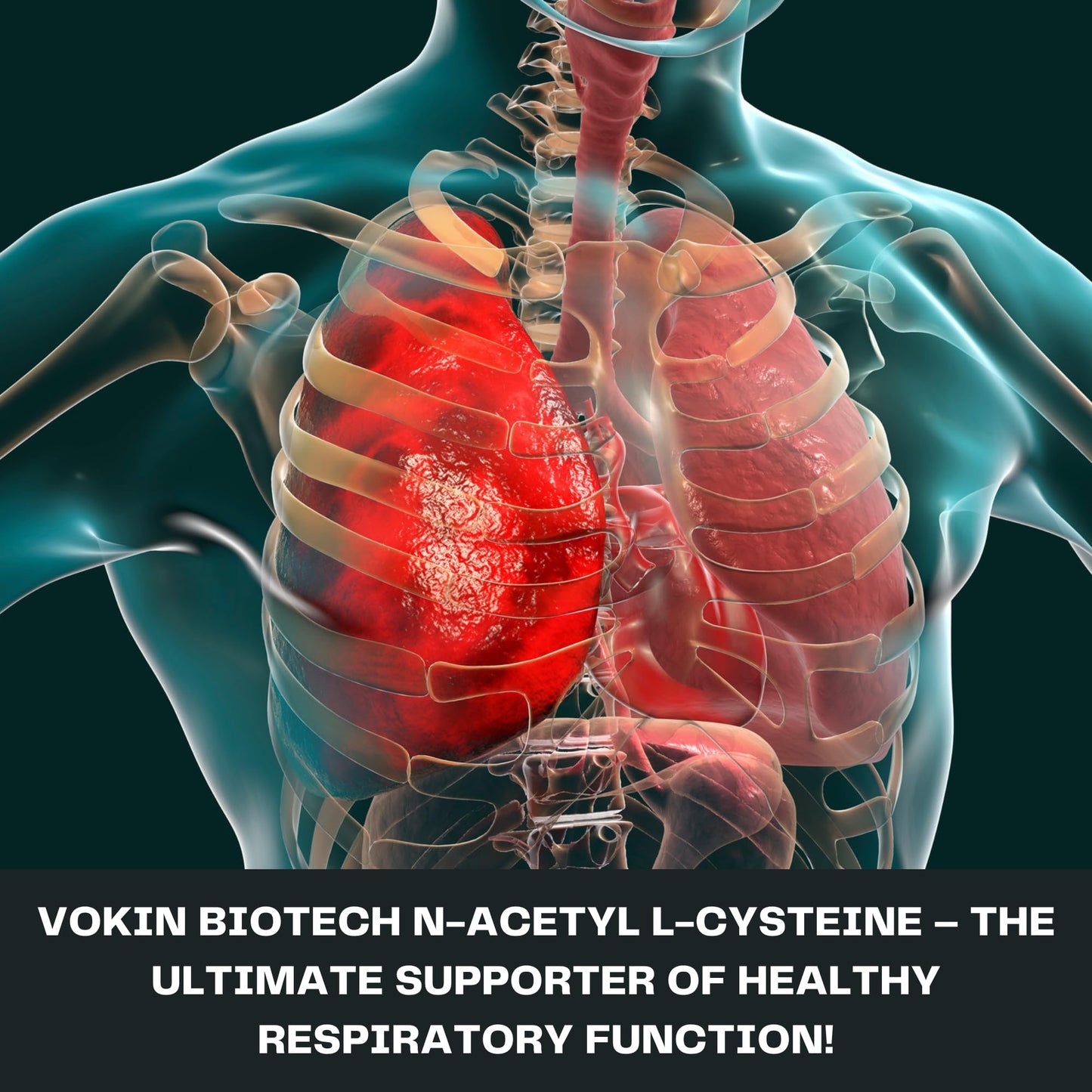 Vokin Biotech N-Acetyl L-Cysteine (NAC) – Supports Healthy Respiratory Function- 500mg – 90 Capsules