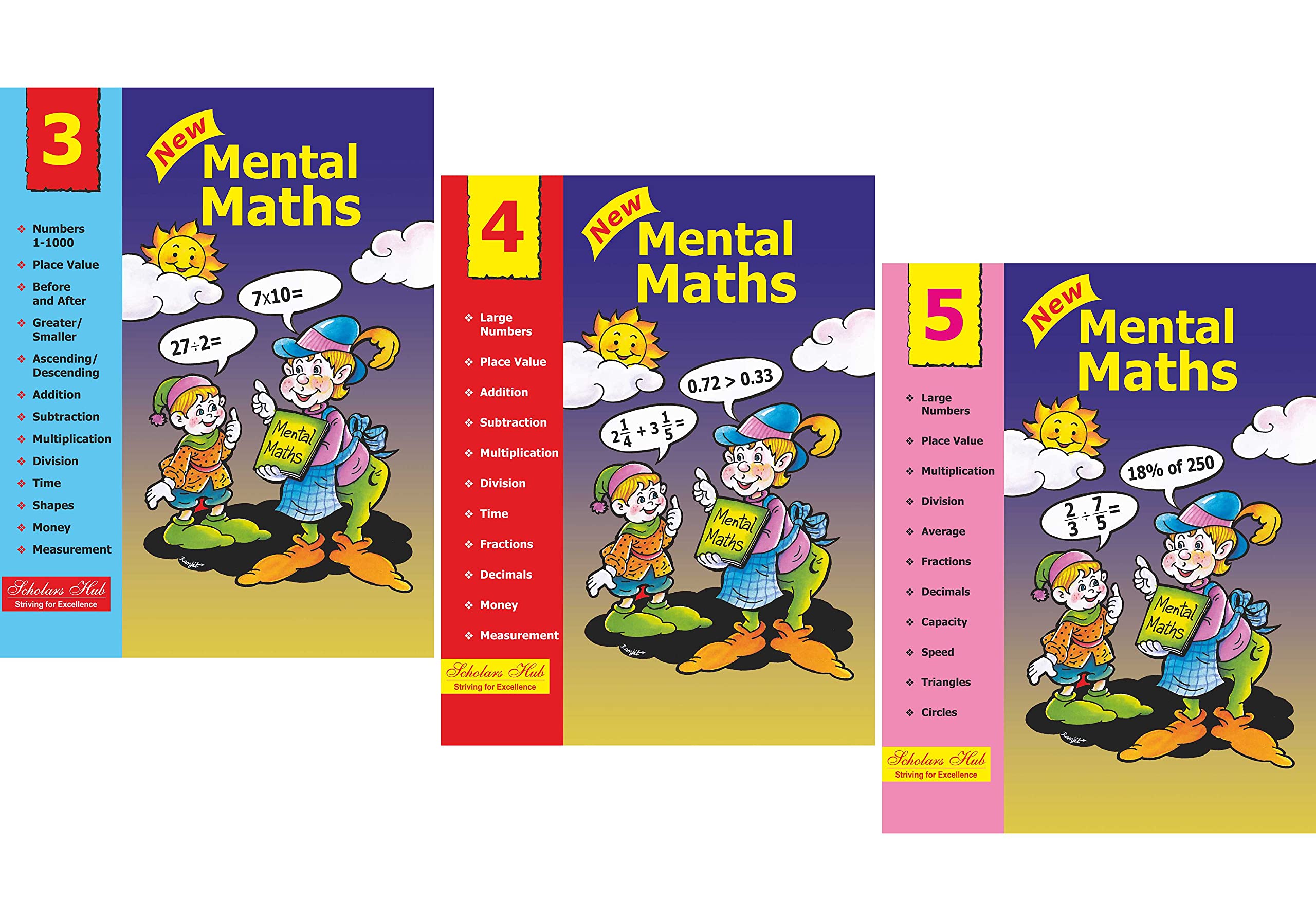 Scholars Hub Mental Maths Workbook-Vol 3, Vol 4, Vol 5 ( Set Of 3 Books) (For Ages 8-11) | Maths Book For Class 3,4,5 | 176 Pages - Dista