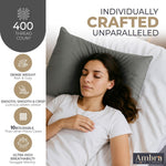 Thumbnail for Ambra Linens Ultra Soft Pillow Protectors 400TC Set of 2 Breathable Pillow Covers-Grey - Dista