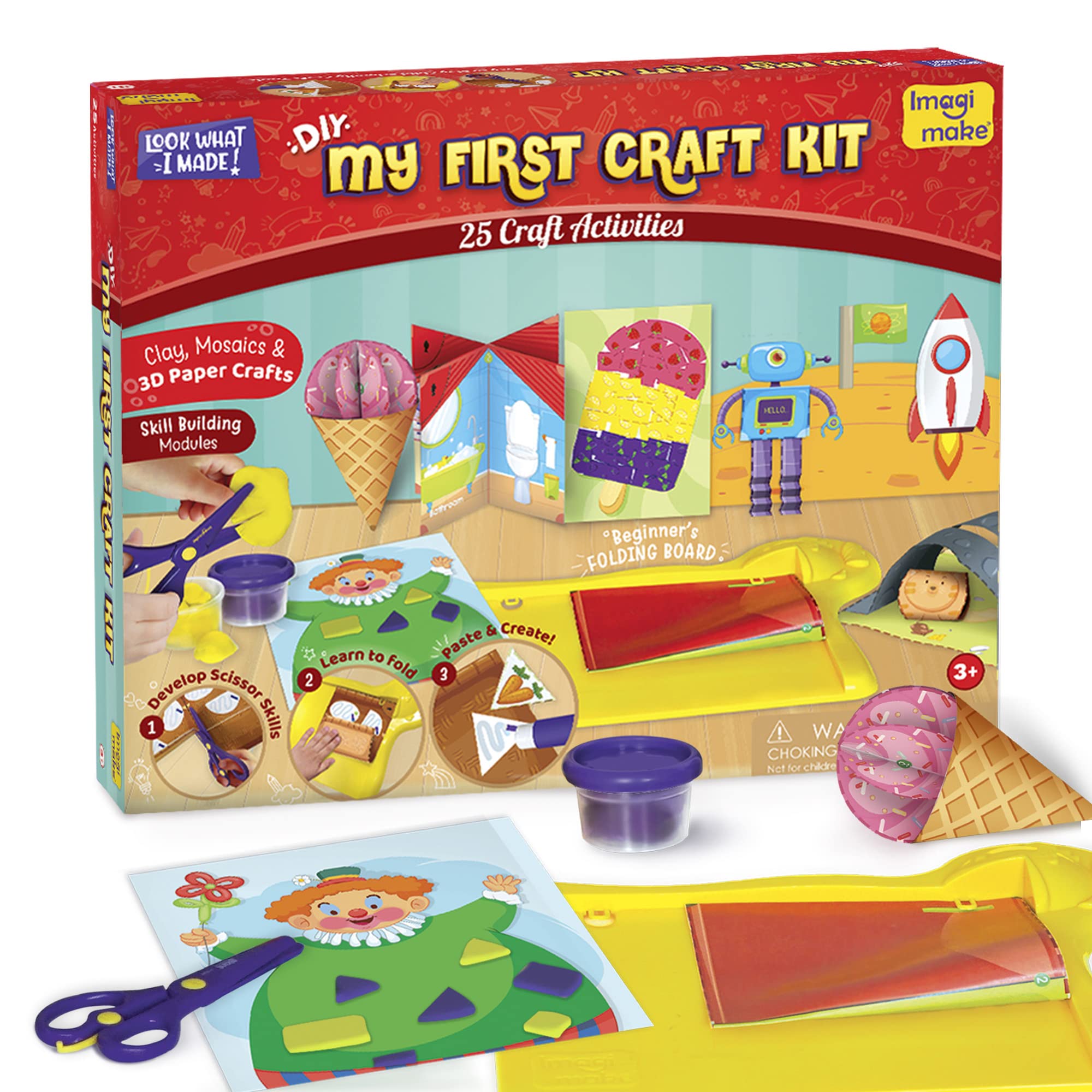 Imagimake My First Craft Kit | 25 Craft Activities in Scissor Skills Activity Book | Toddler Arts and Crafts for Kids Ages 3,4,5,6 | Toddler Girls Toys | Perfect Gifts for 3 Year Old Girl and Boy
