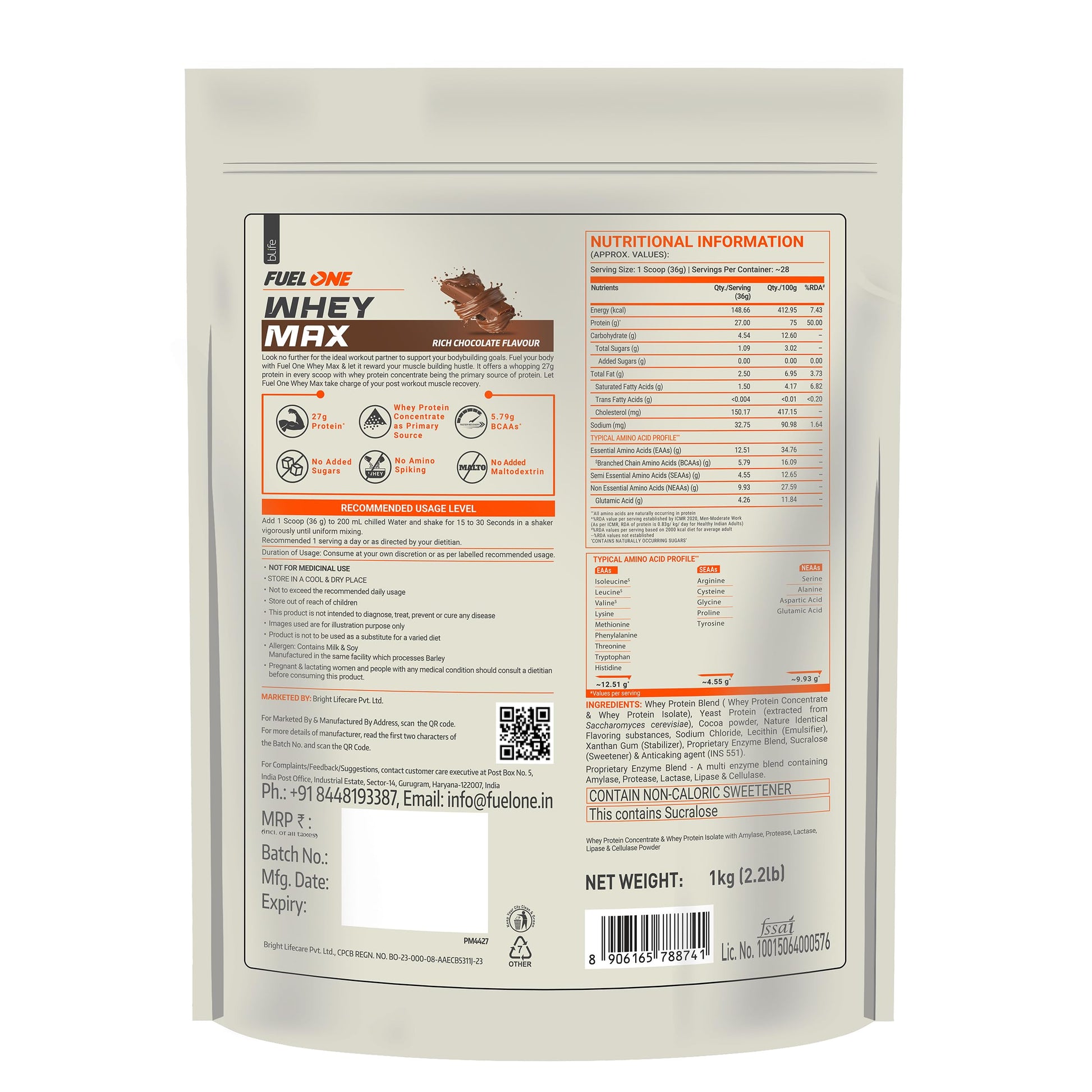 Fuelone Whey Max, 27G Protein