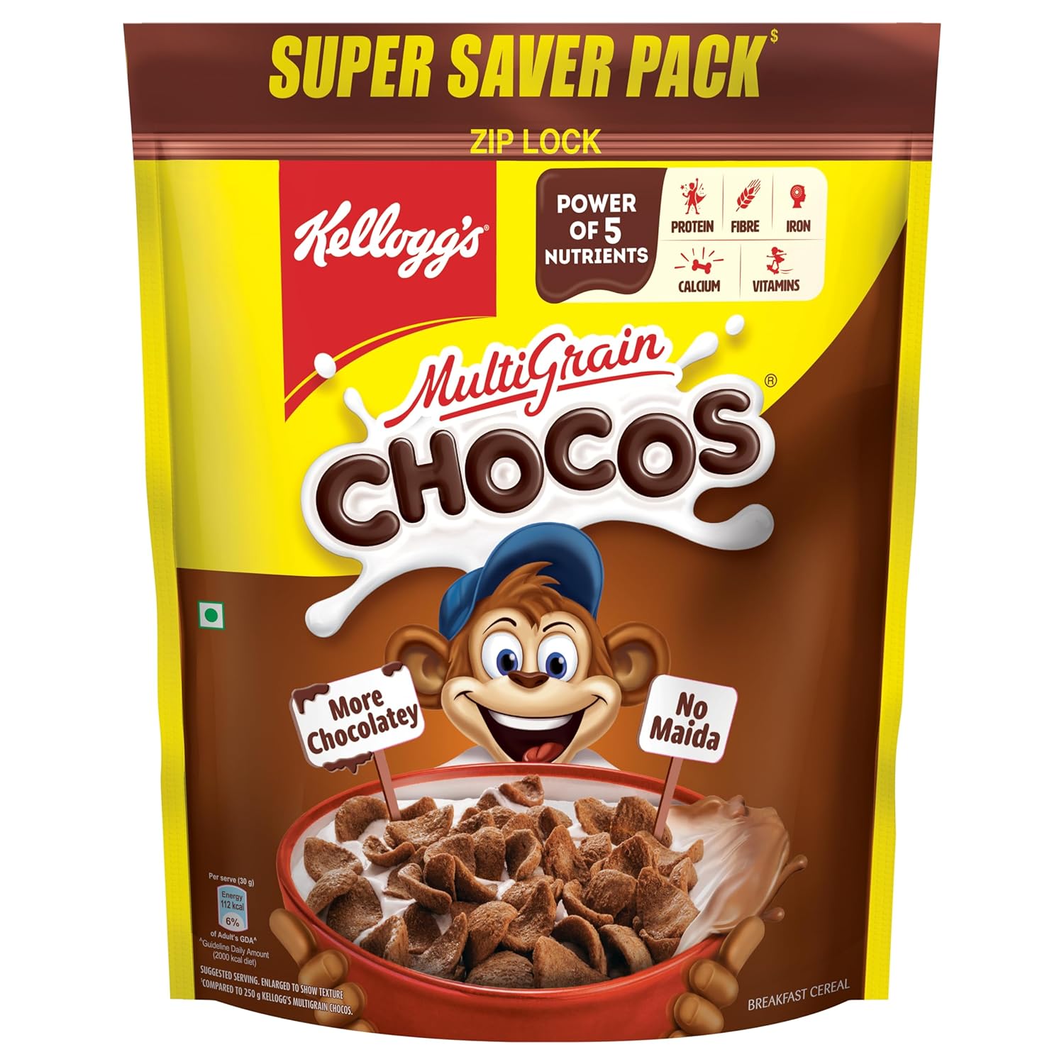Kellogg's Multigrain Chocos For Kids, Power Of 5 Nutrients Protein, Fibre, Iron, Calcium, Vitamins - Distacart