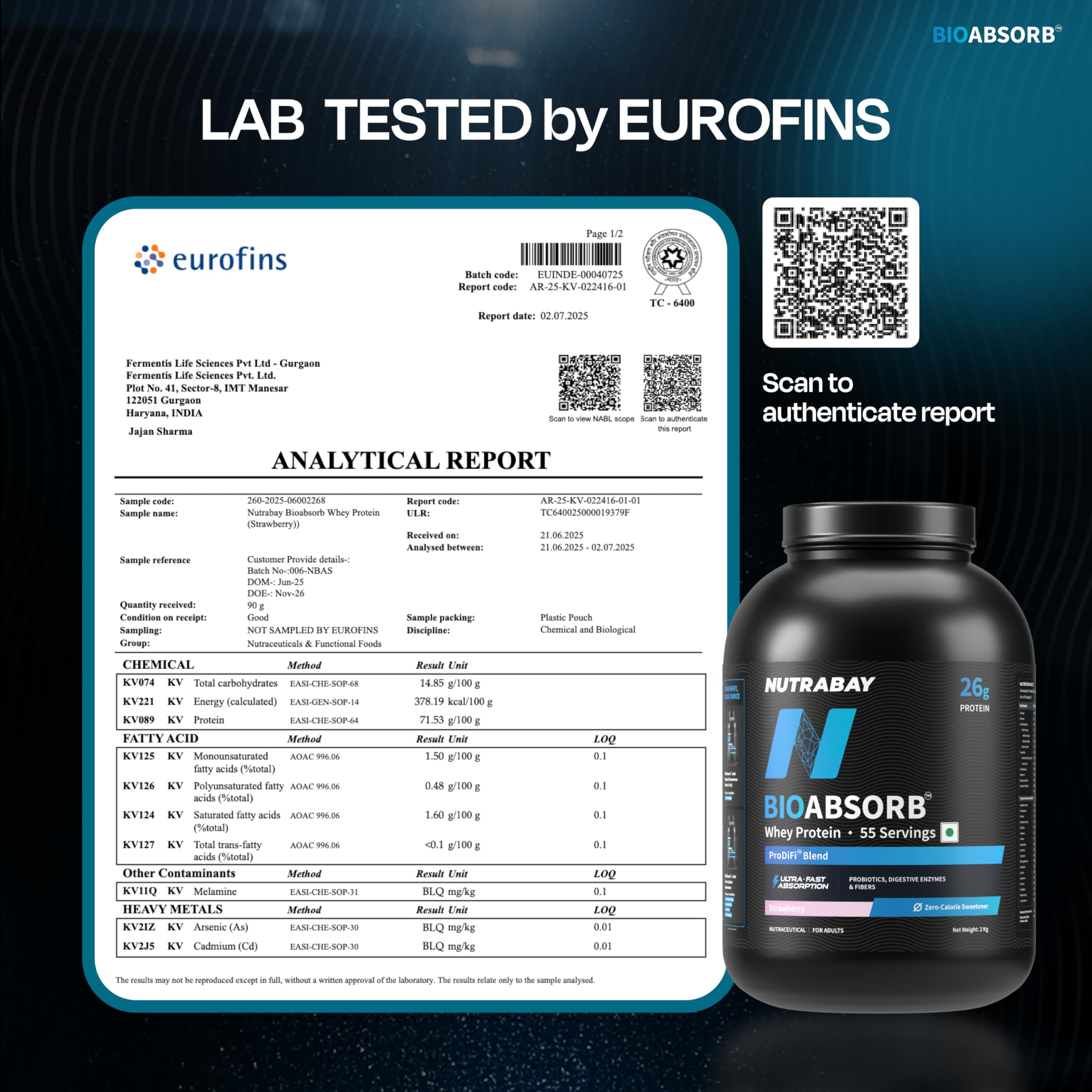 Nutrabay BioAbsorb™ Whey | ProDiFi™ for Ultra-Fast Absorption | 26g Protein | Strawberry, | No Bloating | No Added Sugar | Fast Recovery | India's 1st Blend of Fiber, Probiotics & Enzymes