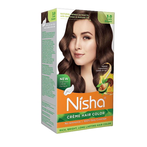 Nisha Creme Hair Color Dark Brown - Distacart